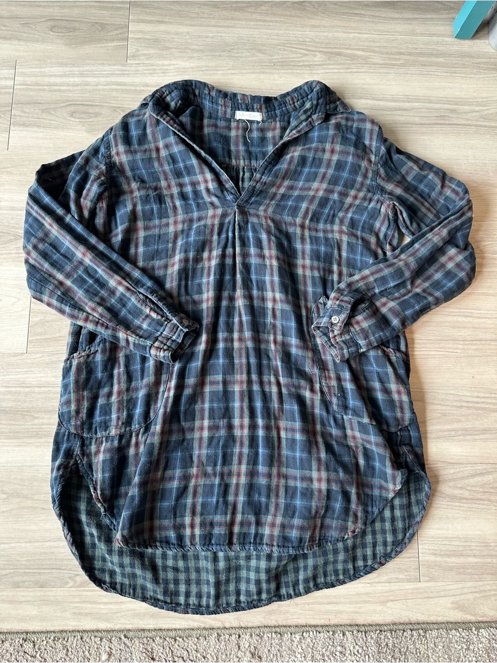 Free People CP Shades Plaid Tunic Top Size Medium Womens 100% Cotton